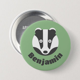 Schattigee Groene Badger Naam Tag Ronde Button 7,6 Cm