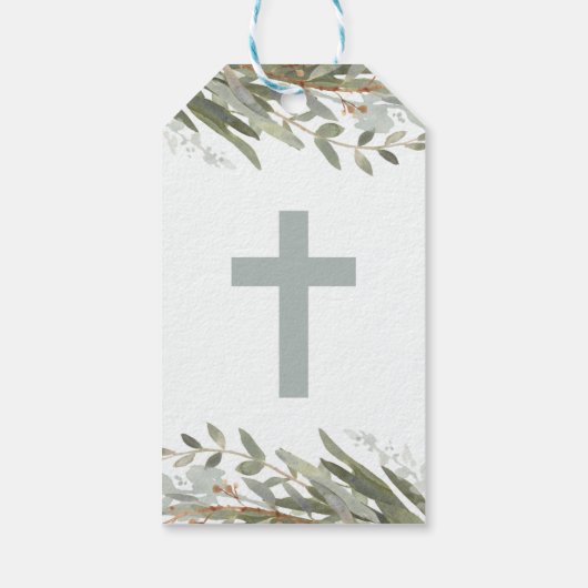 Schattigee groene bladeren in Spaans Eerste Commun Cadeaulabel (Achterkant)