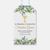 Schattigee groene bladeren in Spaans Eerste Commun Cadeaulabel (Voorkant)