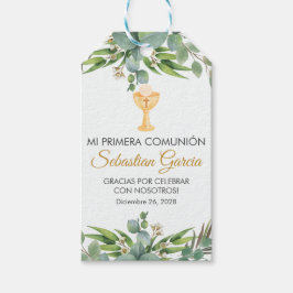 Schattigee groene bladeren in Spaans Eerste Commun Cadeaulabel