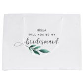 Schattigee Groene Bladeren Kalligrafie Bruidsmeisj Groot Cadeauzakje (Voorkant)