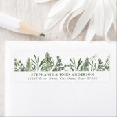 Schattigee groene bladeren retour adreslabels etiket (Insitu)