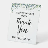 Schattigee groene bladeren Vrijwilliger bedankt Reclamebord Met Voetstuk (Voorkant)