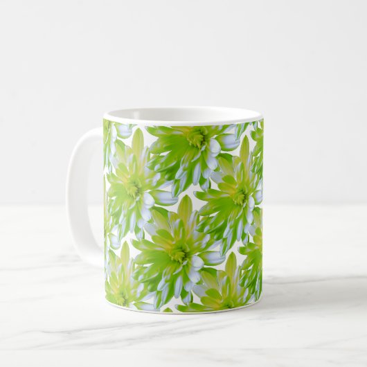 Schattigee groene bloemen groene bloem groene made koffiemok (Voorkant links)