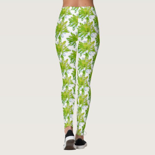 Schattigee groene bloemen groene bloem groene made leggings (Achterkant)