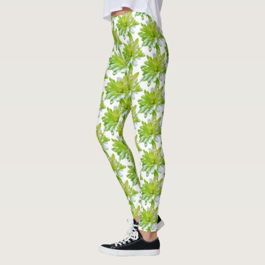 Schattigee groene bloemen groene bloem groene made leggings (Links)