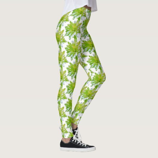 Schattigee groene bloemen groene bloem groene made leggings (Rechts)