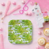 Schattigee groene bloemen groene bloem groene made papieren bordje (Feest)