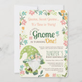 Schattigee Groene Bloemen Woodland Gnome 1e Verjaa Kaart (Voorkant)