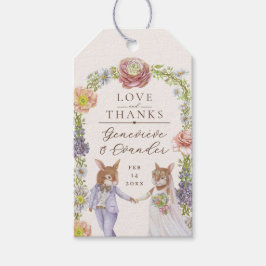 Schattigee Groene Boho Bunny Konijn Liefde Bloemen Cadeaulabel