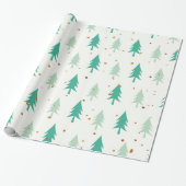Schattigee groene bomen cadeaupapier (Uitgerold)