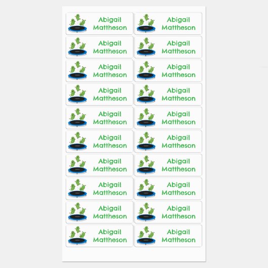 Schattigee groene bonen trampoline cartoon geperso labels (Vel)