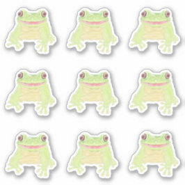 Schattigee Groene Boomkikker - 9x op maat gesneden Sticker