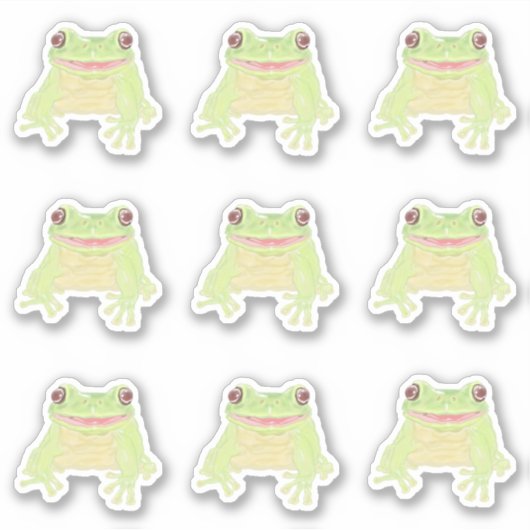 Schattigee Groene Boomkikker - 9x op maat gesneden Sticker (Voorkant)