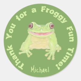 Schattigee Groene Boomkikker - kinderen verjaardag Ronde Sticker