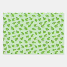 Schattigee groene boomkikkers handgetekende Doodle Inpakpapier Vel