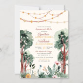 Schattigee Groene Botanische Bomen Bloemenverlovin Magnetische Uitnodiging (Voorkant)