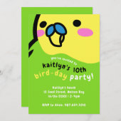 Schattigee Groene Budgie Kinder 10e Verjaardagsfee Kaart (Voorkant / Achterkant)