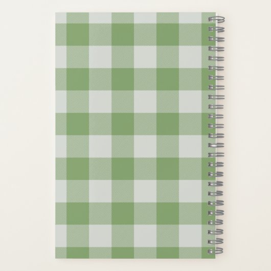 Schattigee Groene Buffel Controleer Monogram Naam Notitieboek (Achterkant)