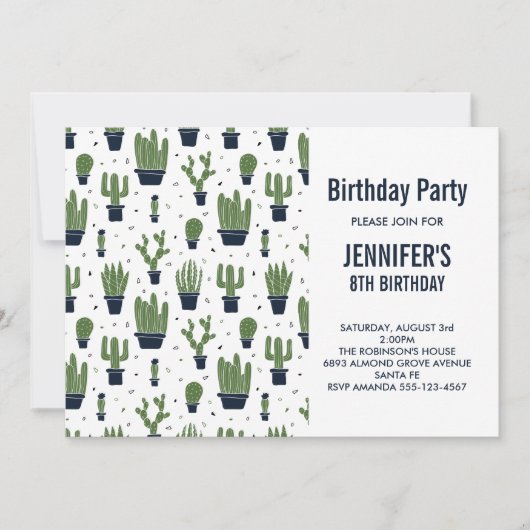 Schattigee Groene Cactus in Bloempotten Patroon Ve Kaart (Voorkant)