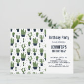 Schattigee Groene Cactus in Bloempotten Patroon Ve Kaart (Staand voorkant)