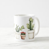 Schattigee groene cactus in potten koffiemok (Voorkant rechts)