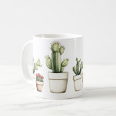 Schattigee groene cactus in potten koffiemok (Voorkant links)