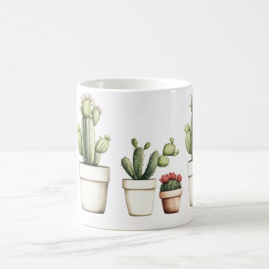 Schattigee groene cactus in potten koffiemok (Center)