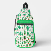 Schattigee Groene Cactus Naam Waterverf Plant Patr Sling Bag (Voorkant)