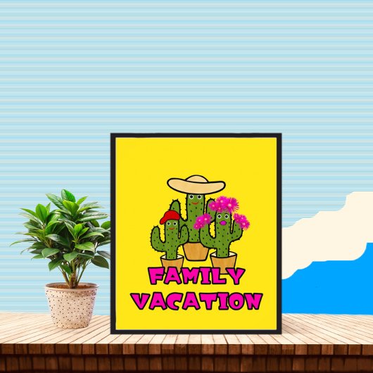 Schattigee groene cactusfamilie poster