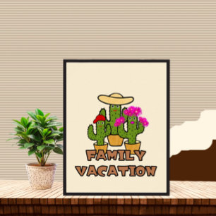 Schattigee groene cactusfamilie poster