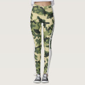 Schattigee Groene Camouflage PERSONALISEREN Leggings (Voorkant)