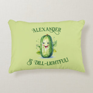 Schattigee groene Cartoon augurk Accent Kussen