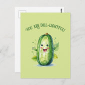 Schattigee groene Cartoon augurk Briefkaart (Voorkant / Achterkant)