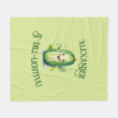 Schattigee groene Cartoon augurk Fleece Deken (Voorkant (Horizontaal))