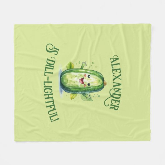 Schattigee groene Cartoon augurk Fleece Deken (Voorkant (Horizontaal))