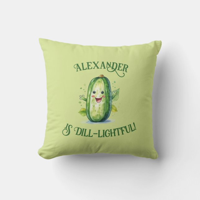 Schattigee groene Cartoon augurk Kussen (Voorkant)