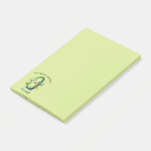 Schattigee groene Cartoon augurk Post-it® Notes (Schuin)