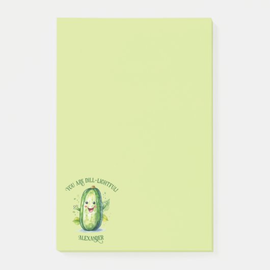 Schattigee groene Cartoon augurk Post-it® Notes (Voorkant)