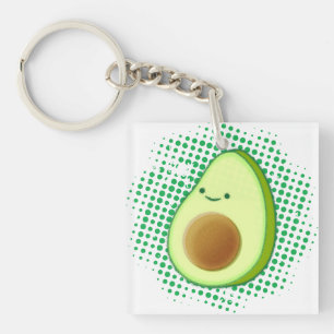 Schattigee groene Cartoon avocado op noodlijdende  Sleutelhanger