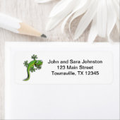 Schattigee Groene Cartoon Gecko Etiket (Insitu)