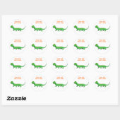 Schattigee Groene Cartoon Hagedis Kinder Reptiel Ronde Sticker (Vel)