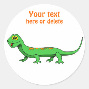 Schattigee Groene Cartoon Hagedis Kinder Reptiel Ronde Sticker