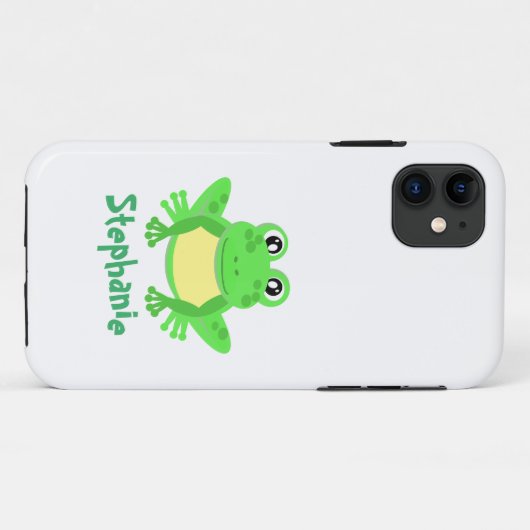 Schattigee Groene Cartoon Kikker Kawaii iPhone / i Case-Mate iPhone Case (Achterkant (horizontaal))