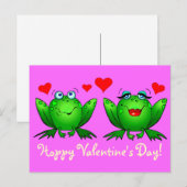 Schattigee Groene Cartoon Kikkers Hoppy Valentijns Feestdagenkaart (Voorkant / Achterkant)