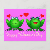 Schattigee Groene Cartoon Kikkers Hoppy Valentijns Feestdagenkaart (Voorkant)