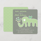 Schattigee Groene Cartoon Olifant Whimsical Baby s Kaart (Voorkant / Achterkant)
