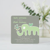 Schattigee Groene Cartoon Olifant Whimsical Baby s Kaart (Staand voorkant)