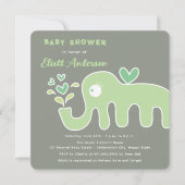 Schattigee Groene Cartoon Olifant Whimsical Baby s Kaart (Voorkant)