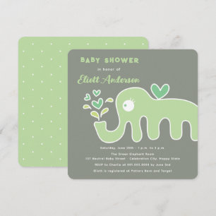 Schattigee Groene Cartoon Olifant Whimsical Baby s Kaart